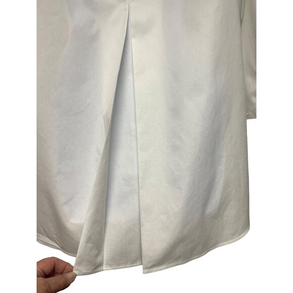 Chicos Women's Blouse White Button Up No Iron Cotton Contrast Trim Tunic Medium - Picture 7 of 13